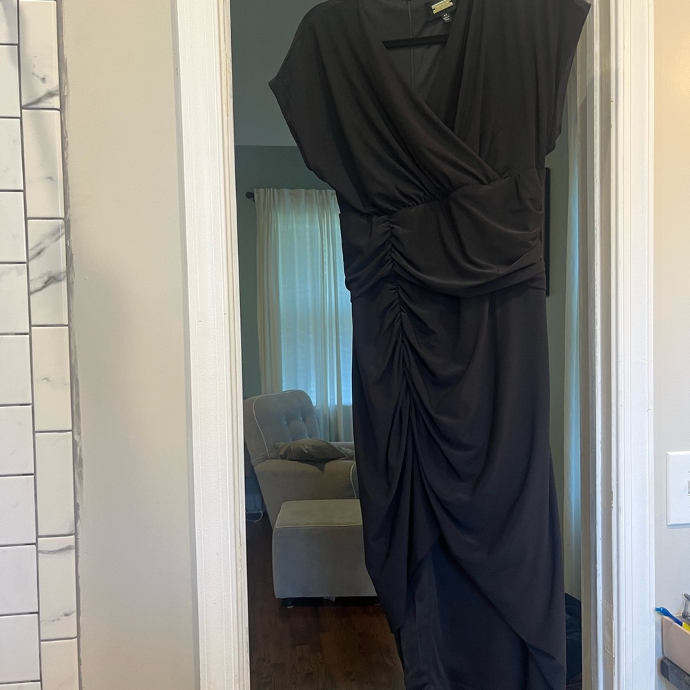 Elegant Black Draped Women's Dress